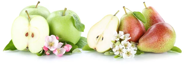 Яблуко і груша яблука груші фрукти скибочку ізольовані — стокове фото