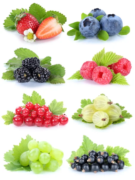 浆果水果葡萄草莓蓝莓红的集合 — 图库照片