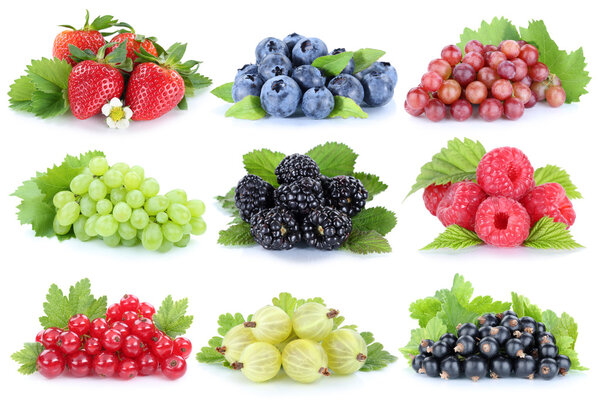 Collection of berries grapes strawberries blueberries berry frui