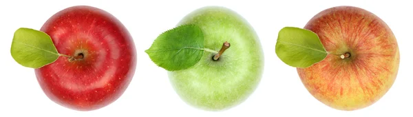 Maçãs frutas de maçã vista superior isolado no branco — Fotografia de Stock