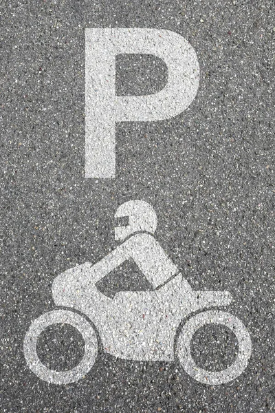 Parking lot sign motorcycle motorbike park motor bike road traff — Stock Photo, Image