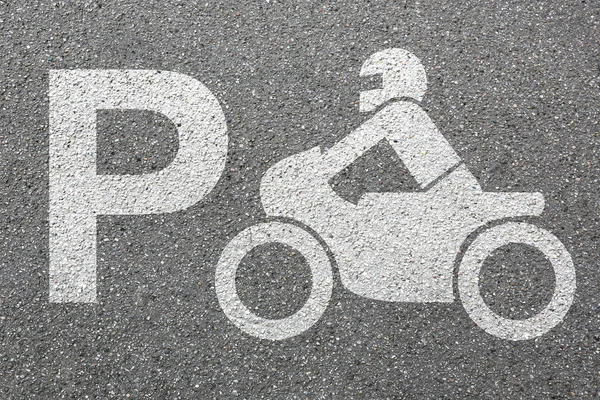 Parkeringsplats underteckna motorcykel motorcykel Park motor cykeltrafik — Stockfoto