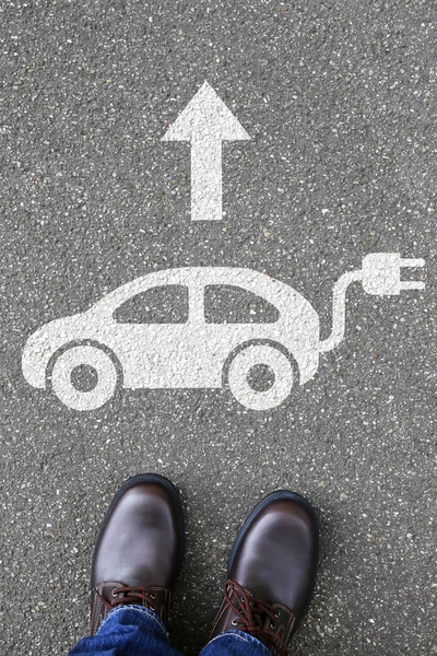 Man people electric car vehicle traffic eco friendly mobility — Stock Photo, Image