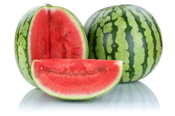 Wassermelone Scheibe frische Früchte Obst Sommer isoliert auf weiß — Stockfoto