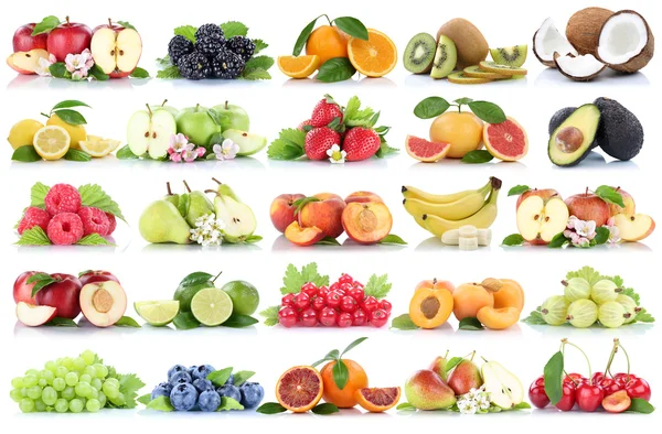 Frukt frukt samling orange äpple äpplen banan jordgubb pe — Stockfoto
