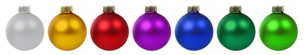 Palle di Natale baubles bordo decorazione di fila isolato su w — Foto Stock