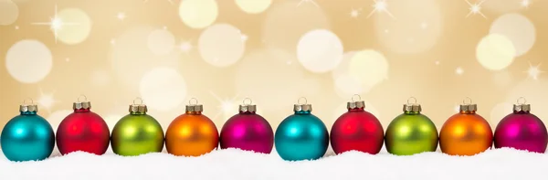 Weihnachten gold bunt Kugeln Banner Dekoration Hintergrund — Stockfoto