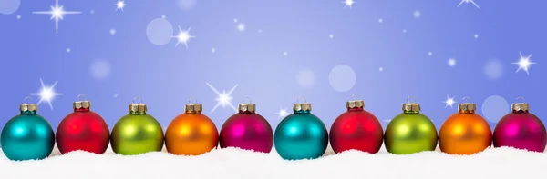 Weihnachten bunt Kugeln Banner Dekoration Sterne Hintergrund Kopie — Stockfoto