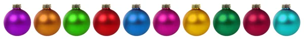 Bolas de Natal baubles muitos fronteira decoração colorida em uma fileira — Fotografia de Stock