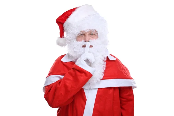 Santa Claus Christmas having secret isolated on white — Stock Photo, Image