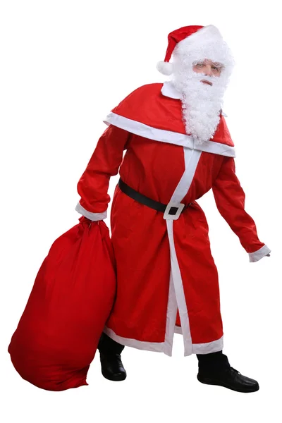 Weihnachtsmann mit Tasche für Weihnachtsgeschenke Geschenk Geschenk isoliert — Stockfoto