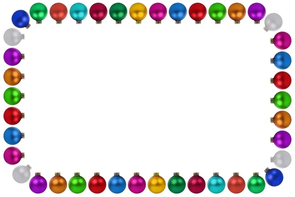 Vánoční koule cetky mnoho barevné dekorace frame copyspace — Stock fotografie