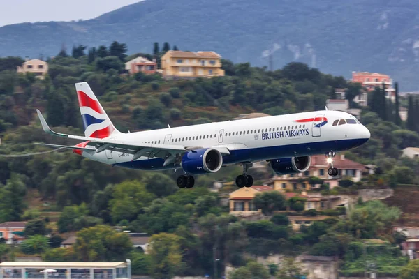 Korfu Řecko Září 2020 Letadlo British Airways Airbus A321Neo Letišti — Stock fotografie
