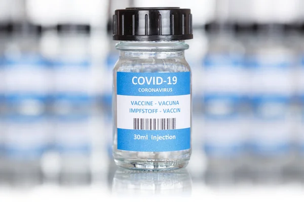 Coronavirus Aşı Şişesi Corona Virüs Covid Covid Aşıları Kopya Uzay — Stok fotoğraf