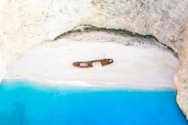Isola Zante Grecia Naufragio Navagio Spiaggia Viaggi Vacanza Sfondo Drone — Foto Stock