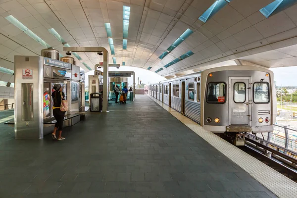 Miami Florida Abril 2019 Metrorail Metro Estación Tren Aeropuerto Miami — Foto de Stock