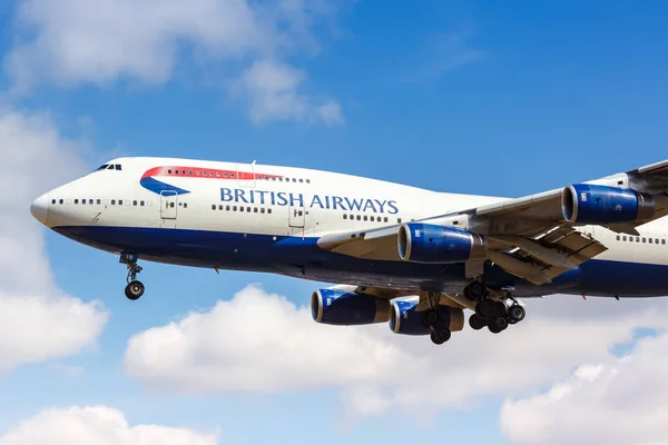 Londyn Wielka Brytania Sierpnia 2018 Samolot British Airways Boeing 747 — Zdjęcie stockowe