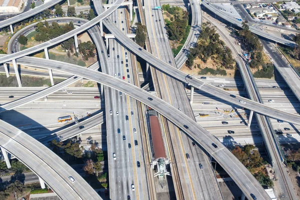 Century Harbor Freeway Vejkryds Vejkryds Highway Los Angeles Veje Trafik - Stock-foto