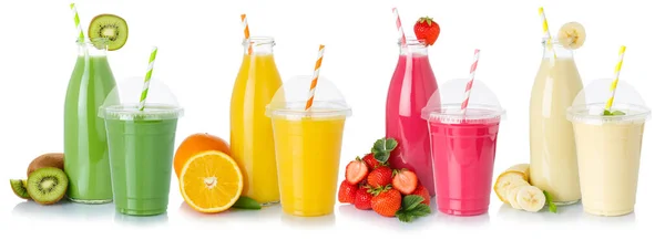 Drinks Drink Beverages Smoothie Smoothies Fruit Juice Straw Bottle Cup — Stock Photo, Image
