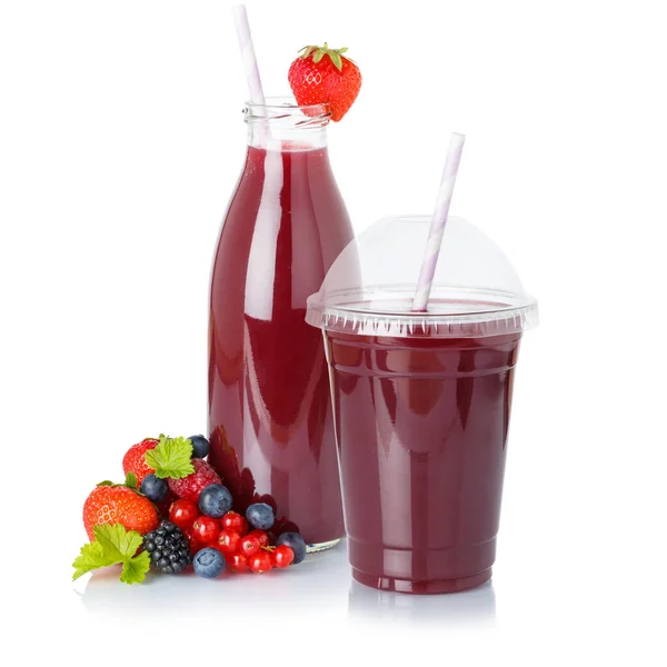 Beeren Smoothie Frische Früchte Fruchtsaft Trinken Beeren Einer Flasche Tasse — Stockfoto