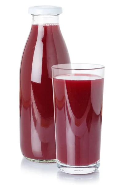 Bär Smoothie Färsk Juice Dricka Bär Flaska Och Glas Isolerad — Stockfoto
