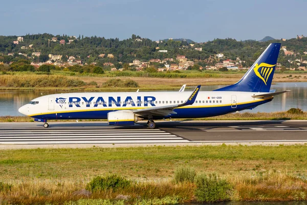 Corfù Grecia Settembre 2020 Ryanair Boeing 737 800 Aeroplano All — Foto Stock