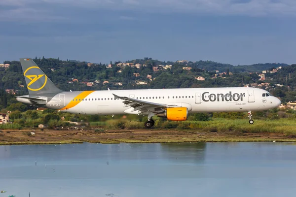 Corfu Greece September 2020 Condor Airbus A321 Airplane Corfu Airport — Stock Photo, Image