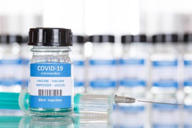 Coronavirus aşı şişesi Corona Virüs COVID-19 Covid aşıları şırınga fotokopi uzay şişeleri