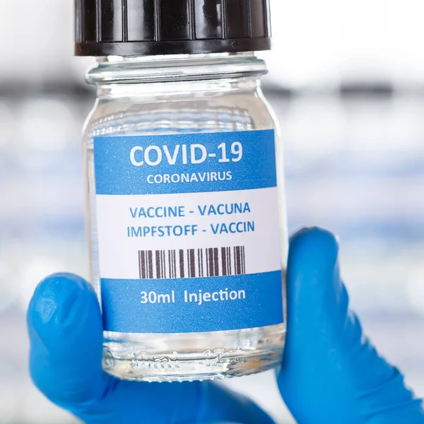 Coronavirus Botella Vacuna Corona Virus Covid Vacunas Covid Frascos Cuadrados —  Fotos de Stock