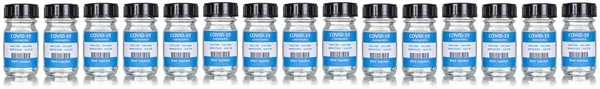 Coronavirus Vaccine Bottle Corona Virus Covid Vacinas Covid Uma Fileira — Fotografia de Stock
