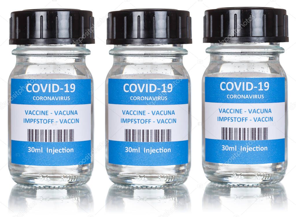 Coronavirus Vaccine bottle Corona Virus COVID-19 Covid vaccines isolated on white bottles