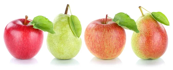 Manzana Frutas Pera Manzanas Peras Fruta Fresca Aislada Sobre Fondo —  Fotos de Stock