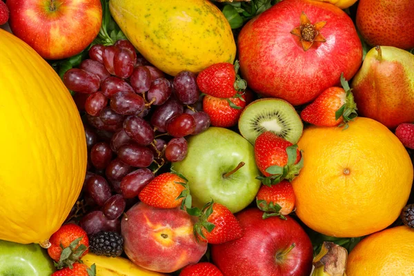 Fundo Alimentar Coleta Frutas Maçãs Bagas Laranjas Fundos Frutas — Fotografia de Stock