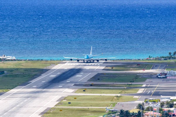 Sint Maarten Hollanda Antilleri Eylül 2016 Klm Asia Boeing 747 — Stok fotoğraf