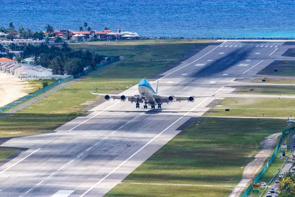 Άγιος Μαρτίνος Ολλανδικές Αντίλλες Σεπτεμβρίου 2016 Αεροπλάνο Klm Asia Boeing — Φωτογραφία Αρχείου