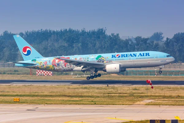 Peking Kína Szeptember 2019 Korean Air Boeing 777 200Er Repülőgép — Stock Fotó