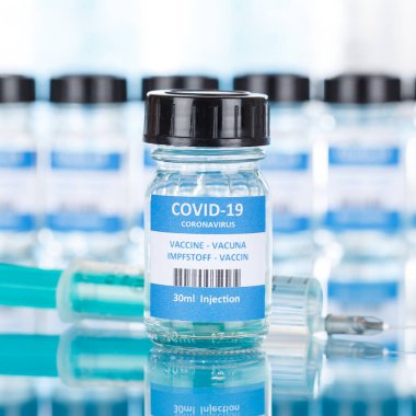 Coronavirus Aşı Şişesi Corona Virüs Şırıngası COVID-19 Covid Aşıları kare kopyalanmış uzay şişeleri