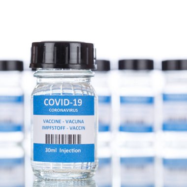 Coronavirus aşı şişesi Corona Virüs COVID-19 Covid aşıları kare fotokopi uzay şişeleri