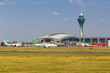 Guangzhou, China - September 23, 2019 Airplanes at Guangzhou Baiyun Airport (CAN) in China.