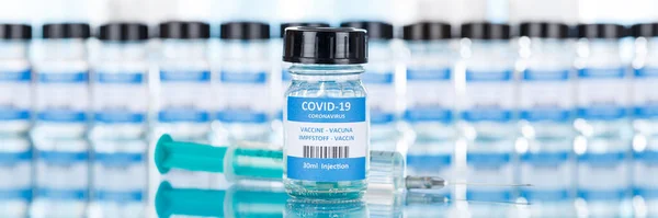 Bouteille Vaccin Contre Coronavirus Seringue Virus Corona Covid Vaccins Covidés — Photo