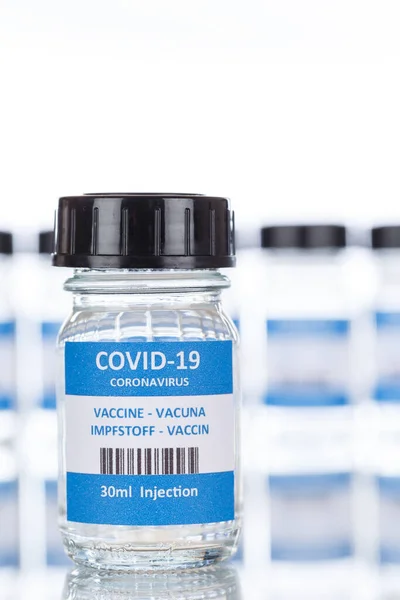 Coronavirus Vaccine Bottle Corona Virus Covid Covid Vaccines Portrait Format — Stock Photo, Image