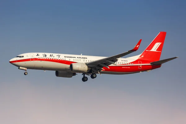 Shanghai China September 2019 Shanghai Airlines Boeing 737 800 Airplane — Stock Photo, Image
