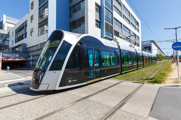 Luxemburg Juni 2020 Tram Luxtram Zug Öffentlichen Nahverkehr Luxemburg — Stockfoto