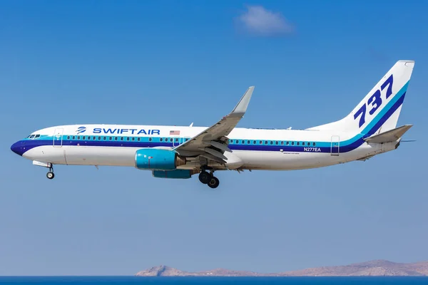 Ираклион Греция Сентября 2018 Года Самолет Swiftair Boeing 737 800 — стоковое фото