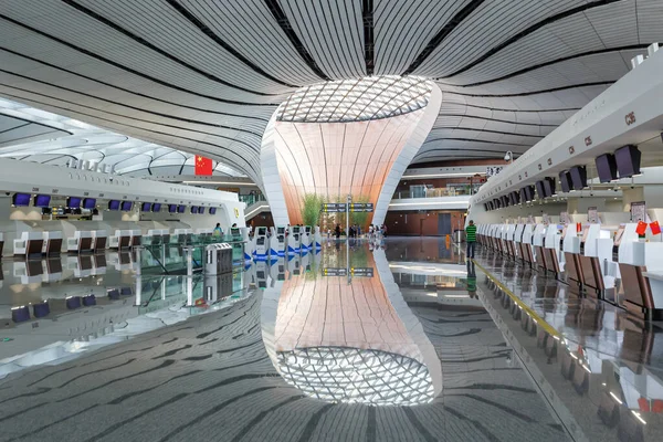 Pequim China Setembro 2019 Pequim Daxing New International Airport Terminal — Fotografia de Stock