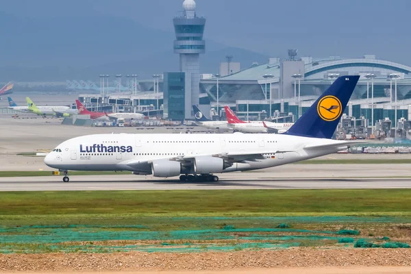 Incheon Dél Korea 2016 Május Lufthansa Airbus A380 Repülőgép Dél — Stock Fotó