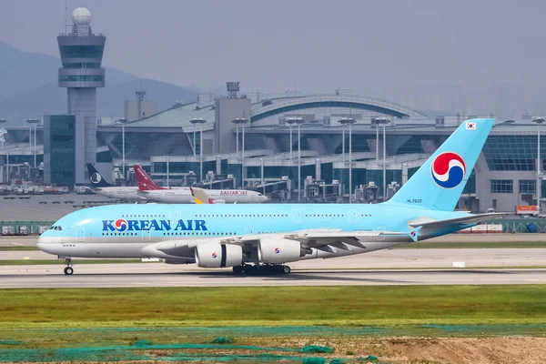 2016年5月24日韓国航空エアバスA380が韓国のソウル仁川空港 Icn に就航しました エアバスは フランスのトゥールーズに拠点を置くヨーロッパの航空機メーカーです — ストック写真