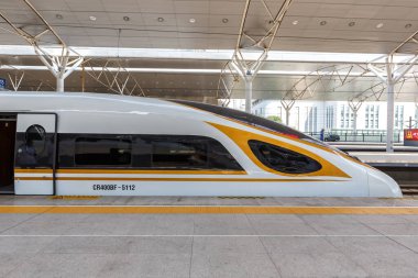 Tianjin, Çin - 29 Eylül 2019 Çin 'deki Tianjin tren istasyonunda.
