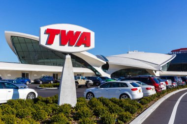 New York, New York - 1 Mart 2020 TWA Hotel Terminal New York JFK Havaalanı, ABD.