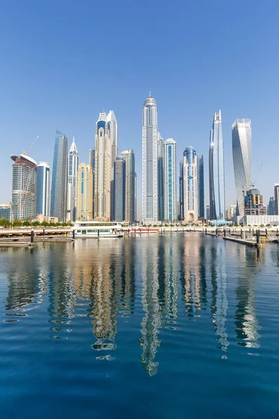 Dubai Marina Harbour Panorama Architektura Cestování Spojených Arabských Emirátech Odraz — Stock fotografie